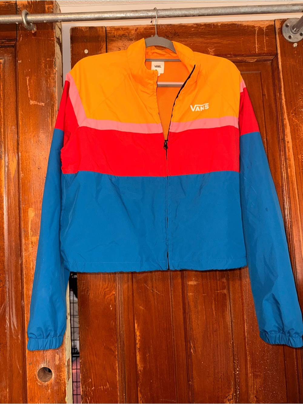 Vans Colorblock Bomber Jacket in Blue, Red, Orange